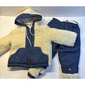 Vintage Kids clothes (12/18 mon) Sherpa & Denim Winter Jacket &‎ pants